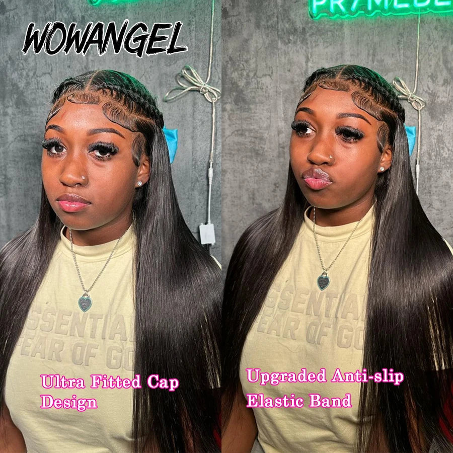 WowAngel 250% Upgraded 13x6 HD Lace Full Frontal Wigs Glueless Straight Human Hair Wigs Pre Plucked Natural Scalp Brazilian Hair Viralgem Store