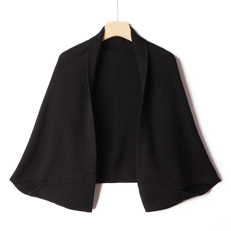 100%Pure Wool Women's Knitted Shawl Soft Warm Wollen Cardigan Cloak Wraps Shoulder Neck Protect Multifunctional Pashmina Scarves