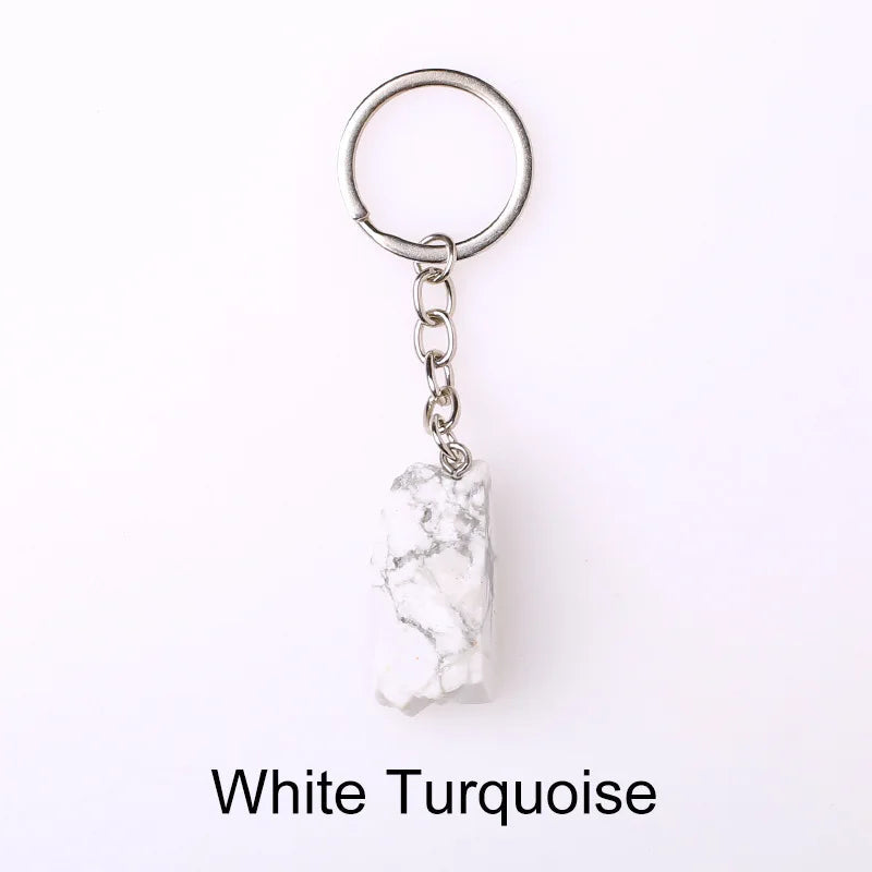 20pcs Natural Rough Raw Stone Crystal Quartzs Keychain Women Men Handbag Hangle Car Key Holder Raw Mineral Stone KeyRing Jewelry Viralgem Store