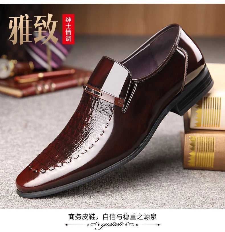 38-50 Mens PU Leather Shoes Luxury Crocodile Pattern Men Business Dress  Casual Social Shoe Male Wedding Footwear Zapatos Hombre