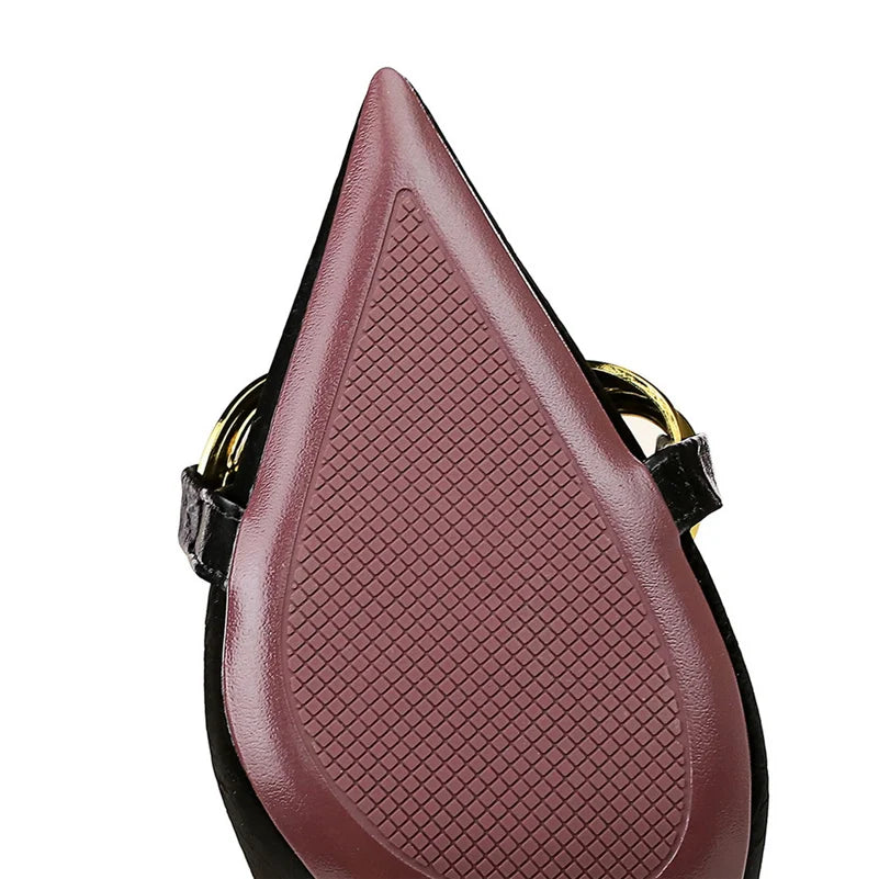 Women 7.5cm 9.5cm High Heels Escarpins Pumps Lady Metal Chain Low Heels Fetish Nightclub Slim Fit Party Green Office Prom Shoes