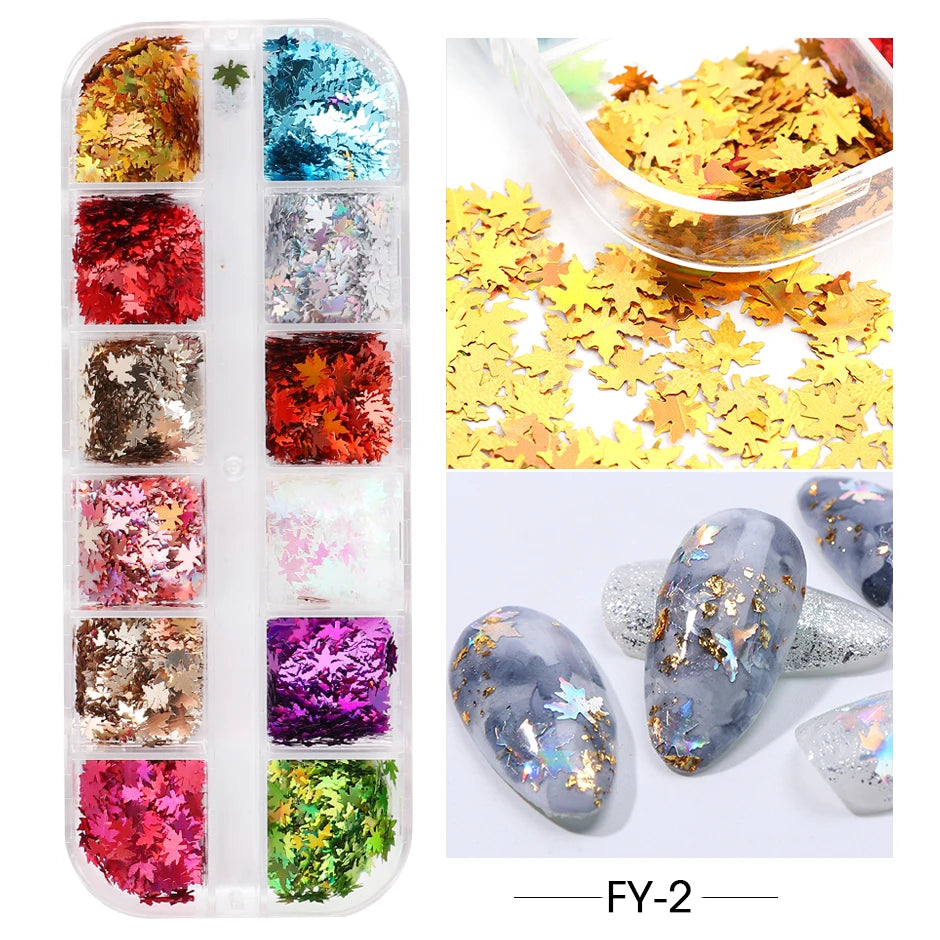 12 Grids Opal Dream Crystal Sequins Nail Flake Galaxy Iridescent Aurora 3D Paillette for Winter Autumn Manicure Decoration SWYFH Viralgem Store