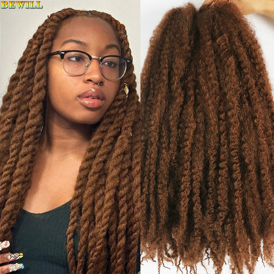 18 Inch 1-6 Packs Marley Twist Crochet Hair Black Brown to Blonde Synthetic Afro Marley Ombre Braiding Hair for Faux Locs Braids