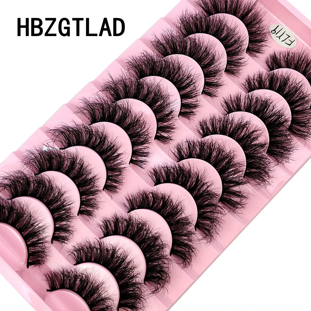 10 Pairs Faux Mink Eyelashes Handmade False Eyelashes Natural Nude Makeup Simulation Cross Messy Eye 3D Curly Eyelashes Freshlook Styles