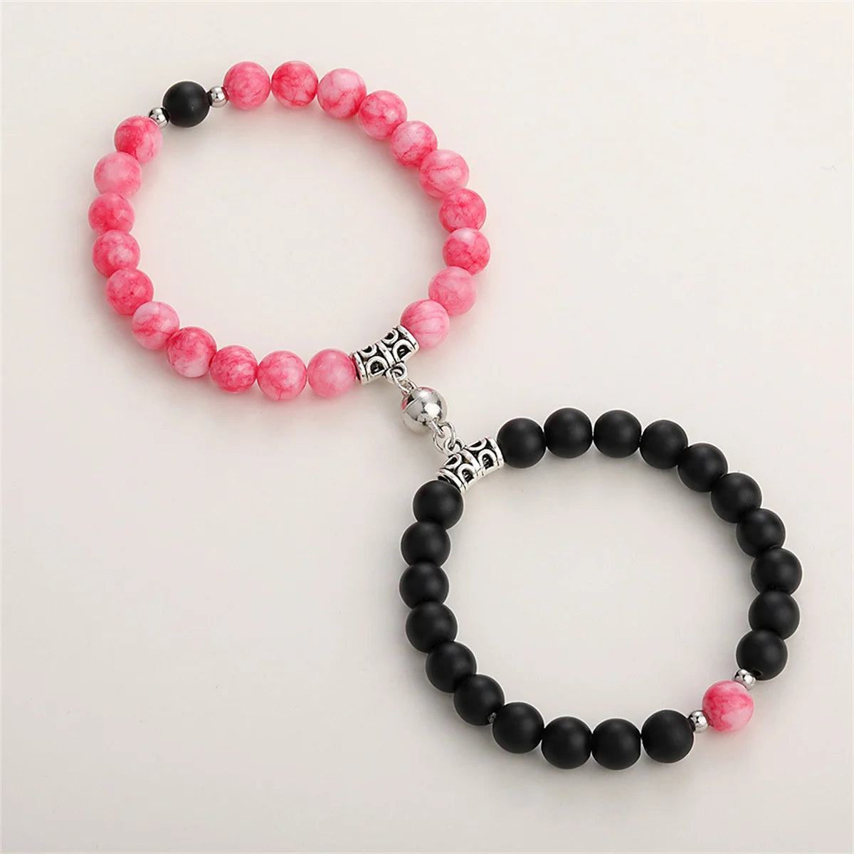 2pcs/set Natural Stone Beads Bracelet for Women Men Lovers Magnet Attraction Couple Distance Bracelets Best Friends Jewelry Gift