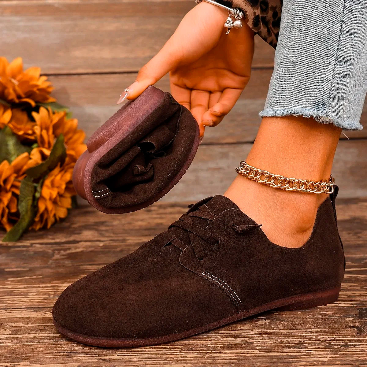 2025 Spring New Women's Flat Shoes Fashion Round Toe Flats Lightweight Lace-up Single Shoes Outdoor Casual Shoes Size 36-43 Viralgem Store
