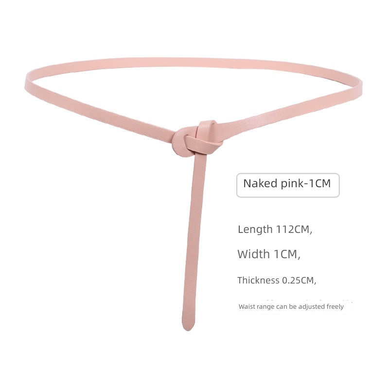 Women's Woolen Sweater Accessories Leather Coffee Color Lengthened Belt