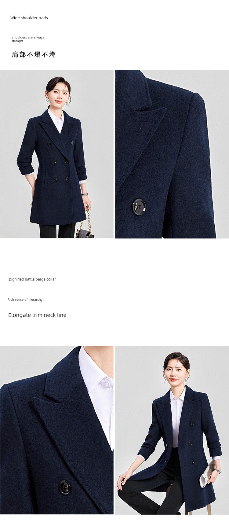 Woolen Coat Winter Thickened New Double Breasted Suit Coat Hotel Manager Work Clothes Mid Length Long Length Trench Coat Viralgem Store
