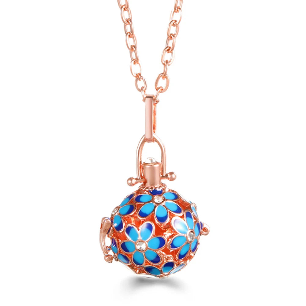 United States Chime Music Ball Woman Caller Essential Oil Necklace Perfume Diffuser Color Footprint Pendant Aromatherapy Jewelry