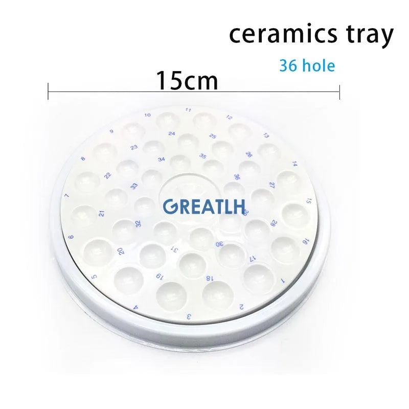 1pcs Dental Lab Mixing Watering Moisturizing Plate Ceramic Palette with Transparent Cover 12/24/36 Slot Dental Supplies Viralgem Store
