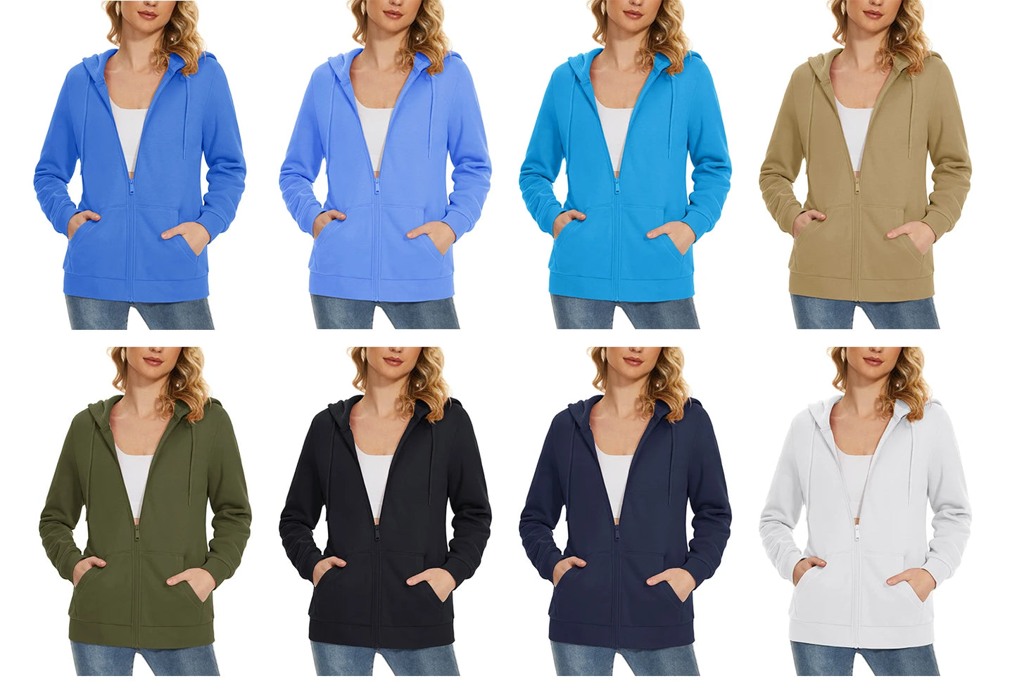 TACVASEN Fleece Lining Jogging Sweatshirts Womens Long Sleeve Hoodies Full Zip Up Jacket Workout Running Sportswear Casual Coats