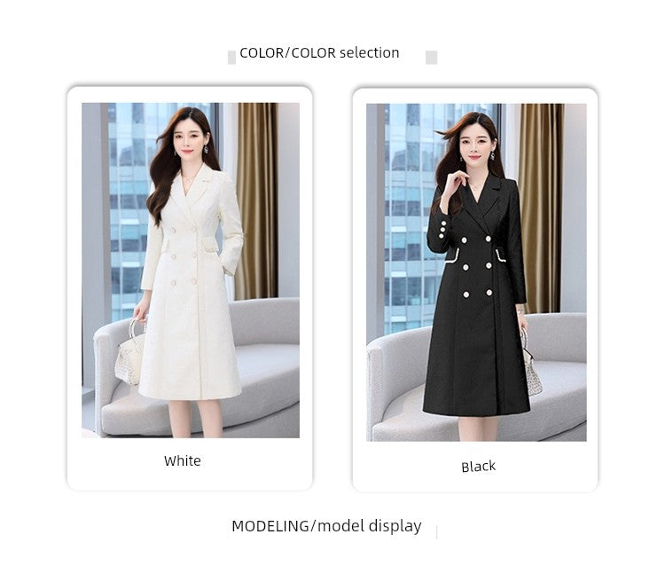 2024 Fashion Minimalist Generous Elegant Elegance Double Breasted Mid Length Long Length Trench Coat