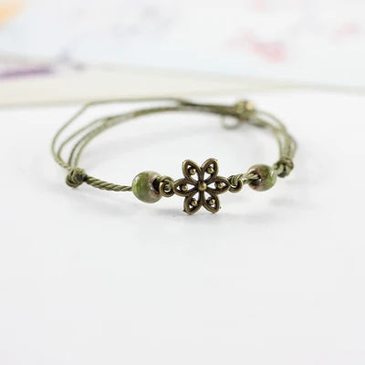 Traditional Boondoggle Hand Woven Colored Glaze Ceramic Bracelets Beads Folk Style Women's Fashion Jewelry Dropshipping #1506