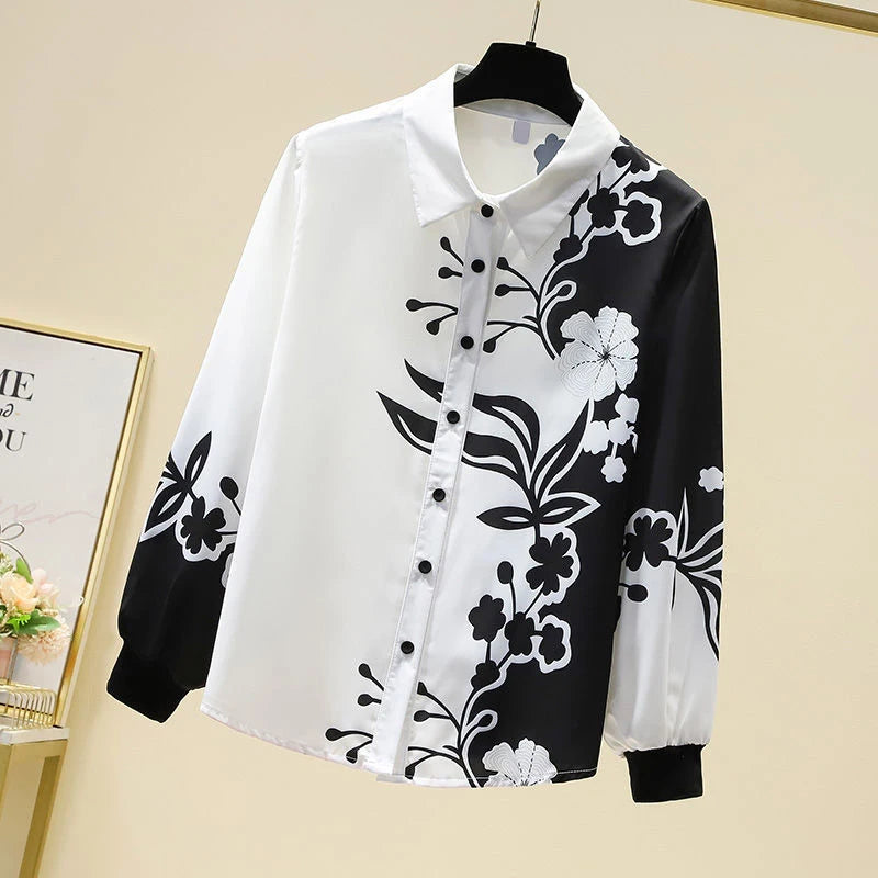 Spring Autumn Streetwear Fashion Print Single Breasted Shirt Women Elegant Long Sleeve All-match Blouse Harajuku Cardign Blusa Viralgem Store