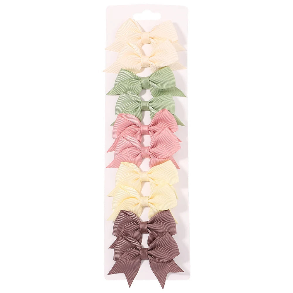 10Pcs/Set Solid Color Kids Bows Hair Clips for Baby Girls Handmade Ribbon Bowknot Hairpin Barrettes New Year Hair Accessories Viralgem Store