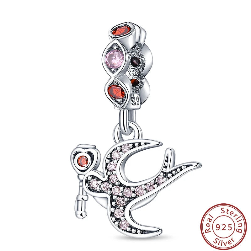 100% 925 Silver Parrot Hummingbird Owl Birds Fashion Design Charms Beads 3mm DIY Fine Jewelry Gifts Making Viralgem Store