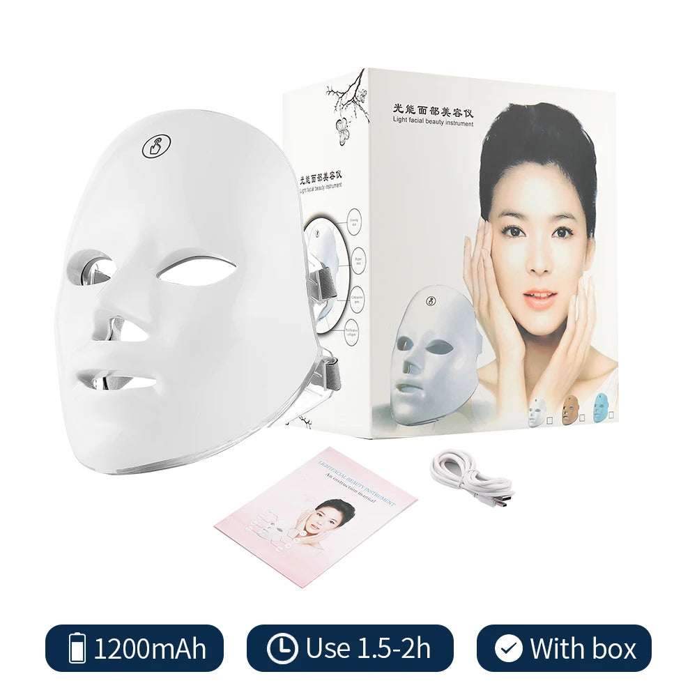 7 Colors Photon Facial LED Mask Red Light Therapy Anti Aging Face Neck Beauty Mask Relaxation Treatment Anti-Wrinkle Skin Care Viralgem Store