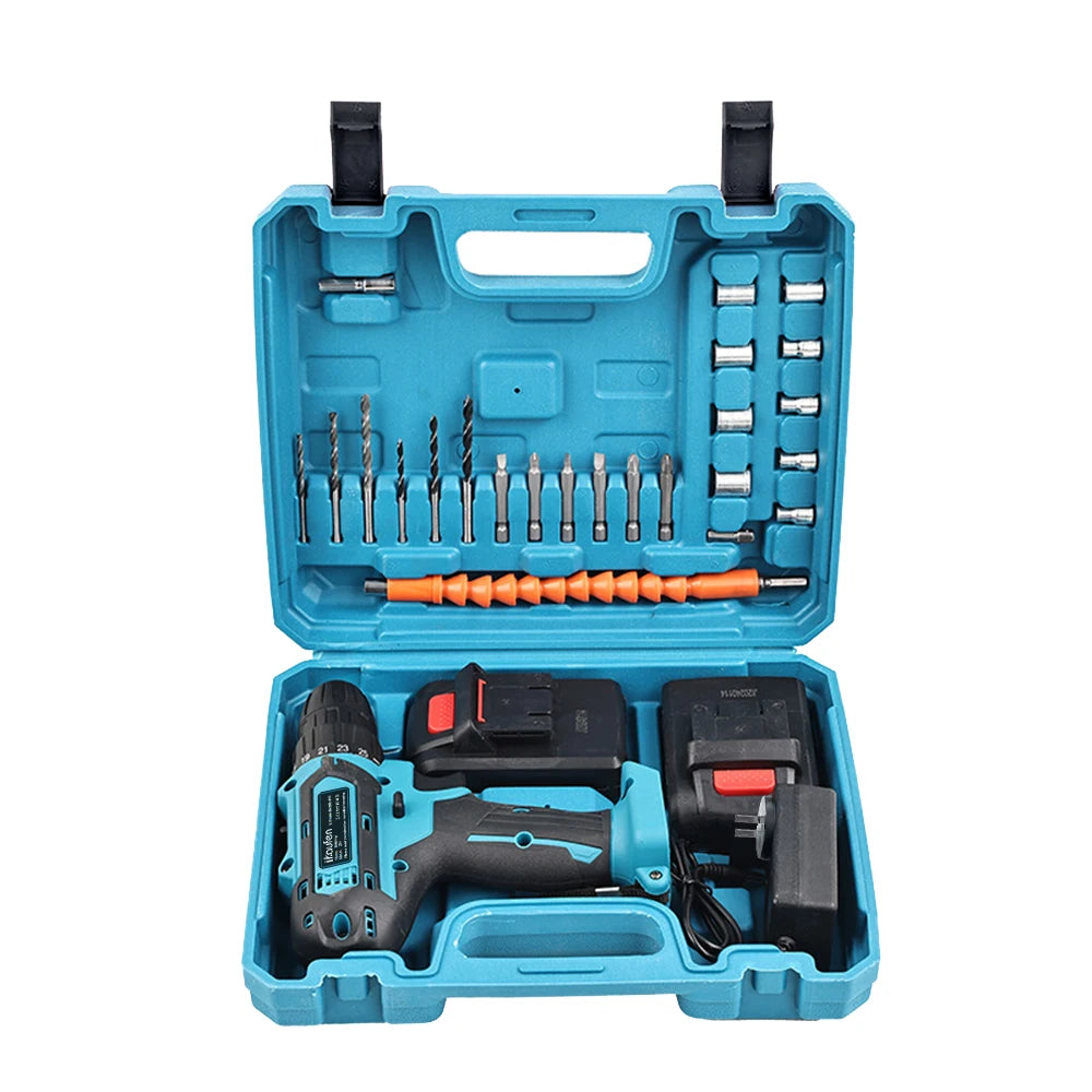 21V Cordless Drill Electric Screwdriver Mini Wireless Power Driver Lithium-Ion Battery Home DIY Cordless Drill Set