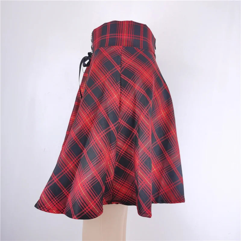 Women's Basic Versatile Flared Casual Mini Skater Skirt High Waisted School Goth Punk Black Skirt Harajuku