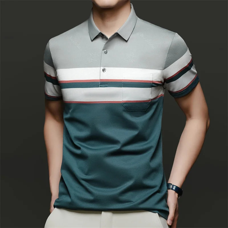 Top Grade Summer Brand Polo Shirts For Men Designer Summer Stripped Luxury Short Sleeve Slim Casual Tops Fashions Men Clothes Viralgem Store