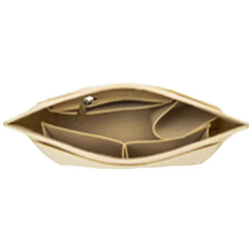 Women Make Up Organizer Felt Insert Bag with Multiple Pockets Travel Handbag Large Liner Cosmetic Bags Fit Longchamp Bag