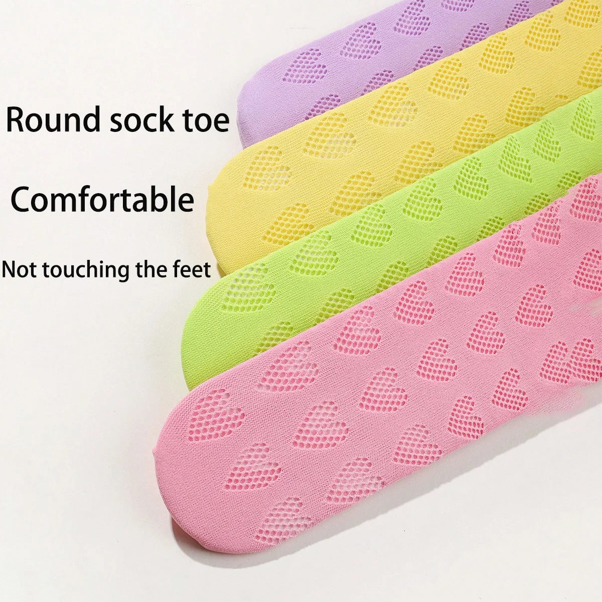 1/4 pairs of girls' dopamine heart hollow  mesh straight socks, lightweight  breathable heart mesh socks, women's long tube