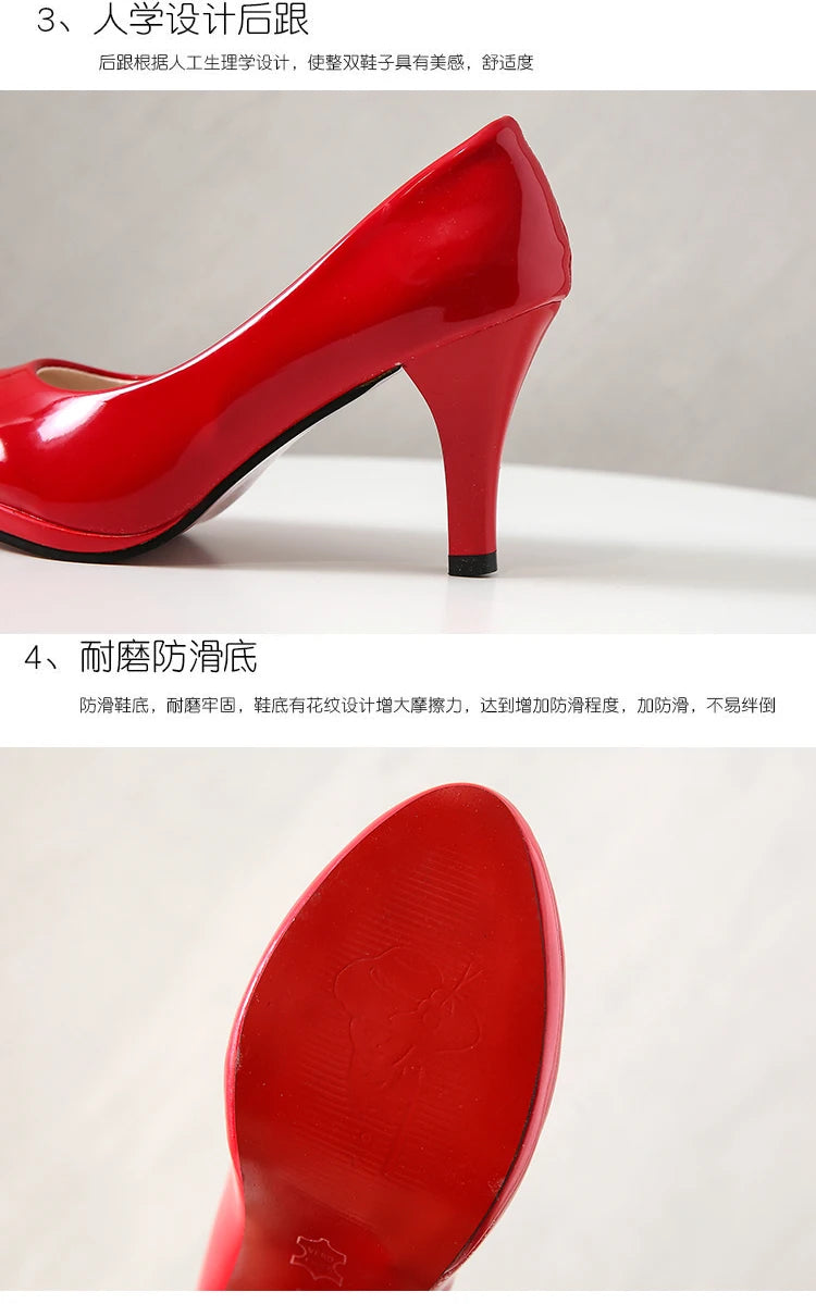 2024 High Heels Shoes Women White Wedding Shoes Thick High Heels Fashion Party Pumps Footwear Yellow Red Big Size 35-41