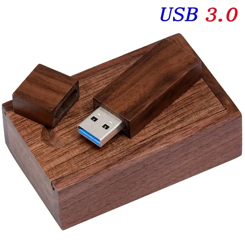 Wooden USB 3.0 Flash Drive 128GB High Speed Pen Drive 64GB Free Custom Logo Memory Stick Photography Wedding Gifts Pendrive 32GB