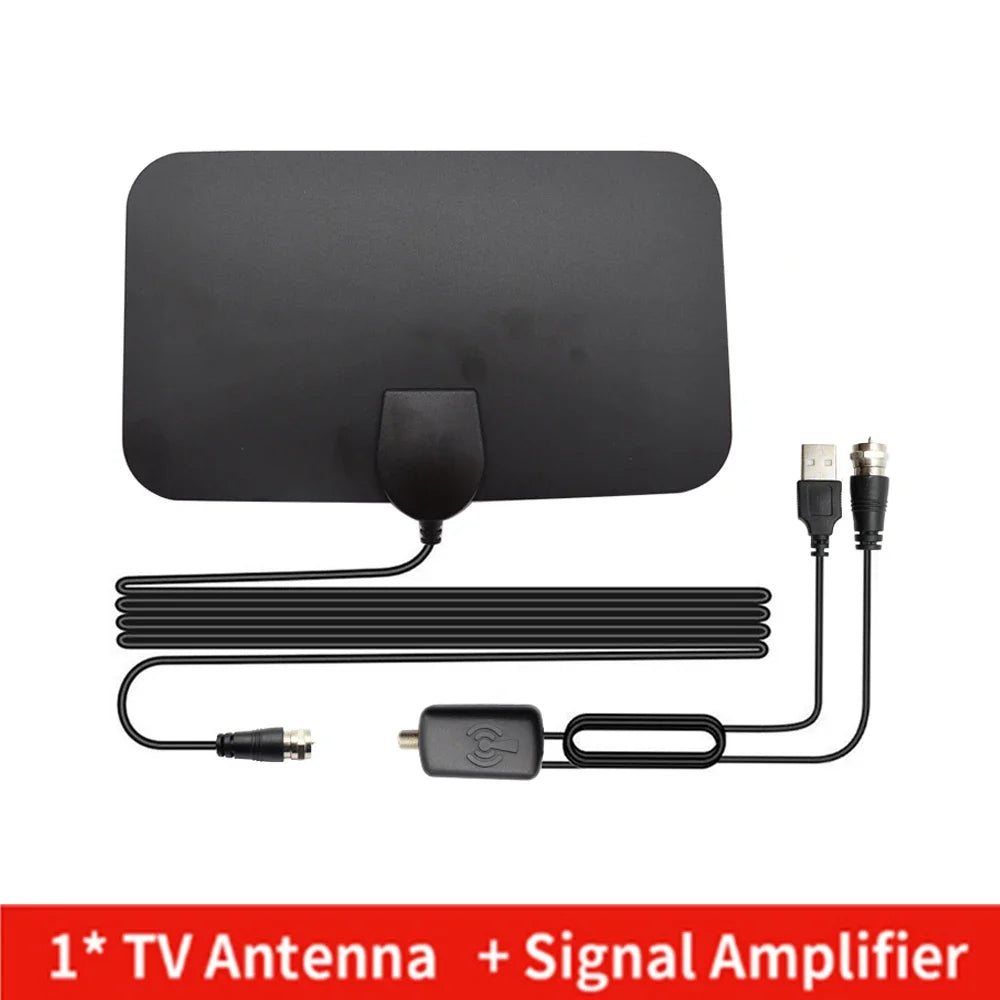 TV Antenna 4K 25DB High Gain HD TV DTV Box Digital EU Plug 3000 Miles Booster Active Indoor Aerial Flat Design