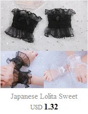 Steampunk Lolita Hand Sleeve Wrist Cuffs Ruffled Floral Lace Elastic Bracelet XX9D Viralgem Store