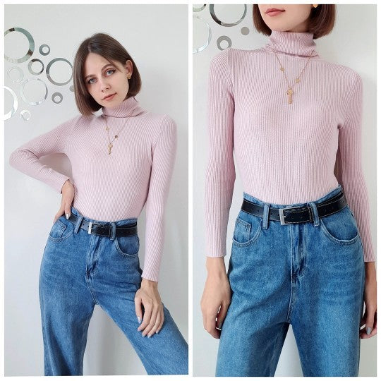 Women Turtleneck Sweater Knitted Soft Pullovers Cashmere Jumpers Basic Soft Sweaters For Women 2024 Autumn Winter