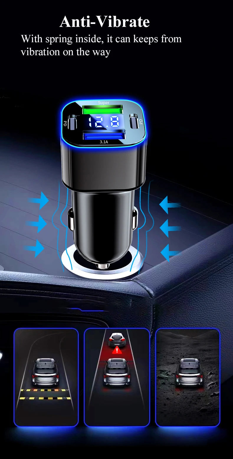 4 in 1 USB C Car Charger Dual PD  Super Fast Charging Adapter for iPhone 15 Pro Max 14 Plus Huawei Oneplus Samsung OPPO Vivo