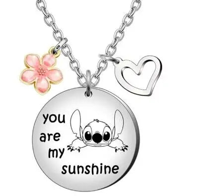 1pair Cute Lilo and Stitch Stainless Steels Pendant Necklace Kawaii Stitch Neck Chain for Man Accessories Gifts