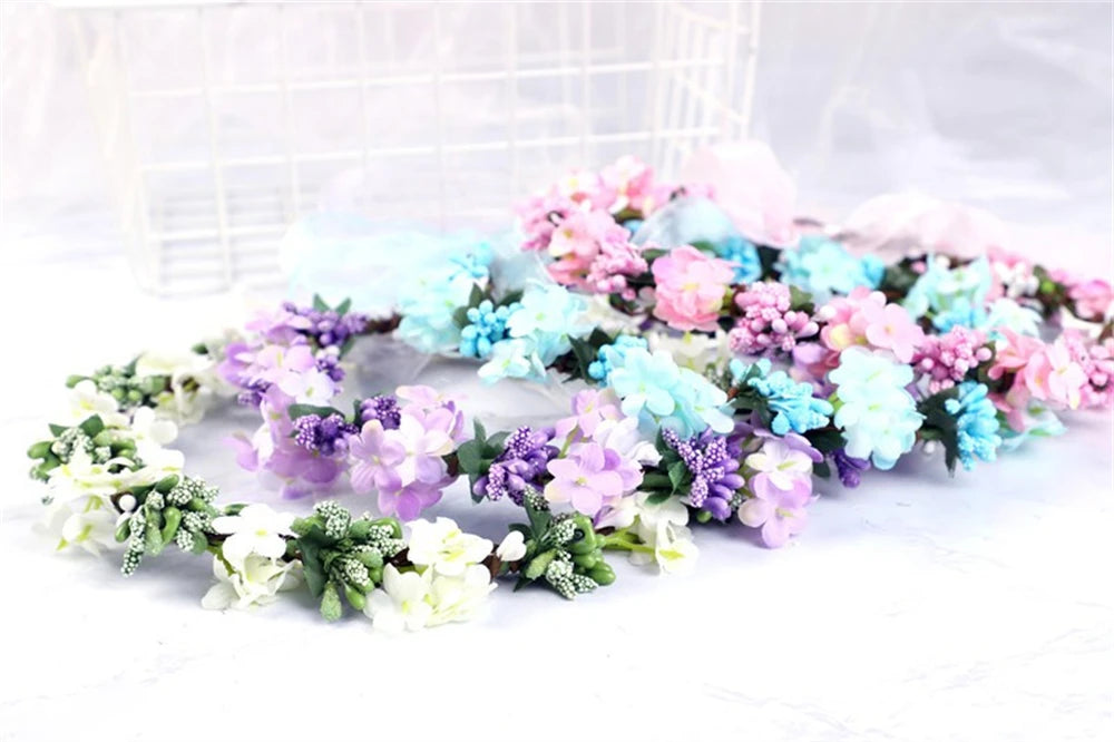 Spring Lady Girl Sweet Princess Headband Floral Crown Flower Headband Boho Wedding Party Hair Wreath Boho Bridal Headdress 2024 Viralgem Store