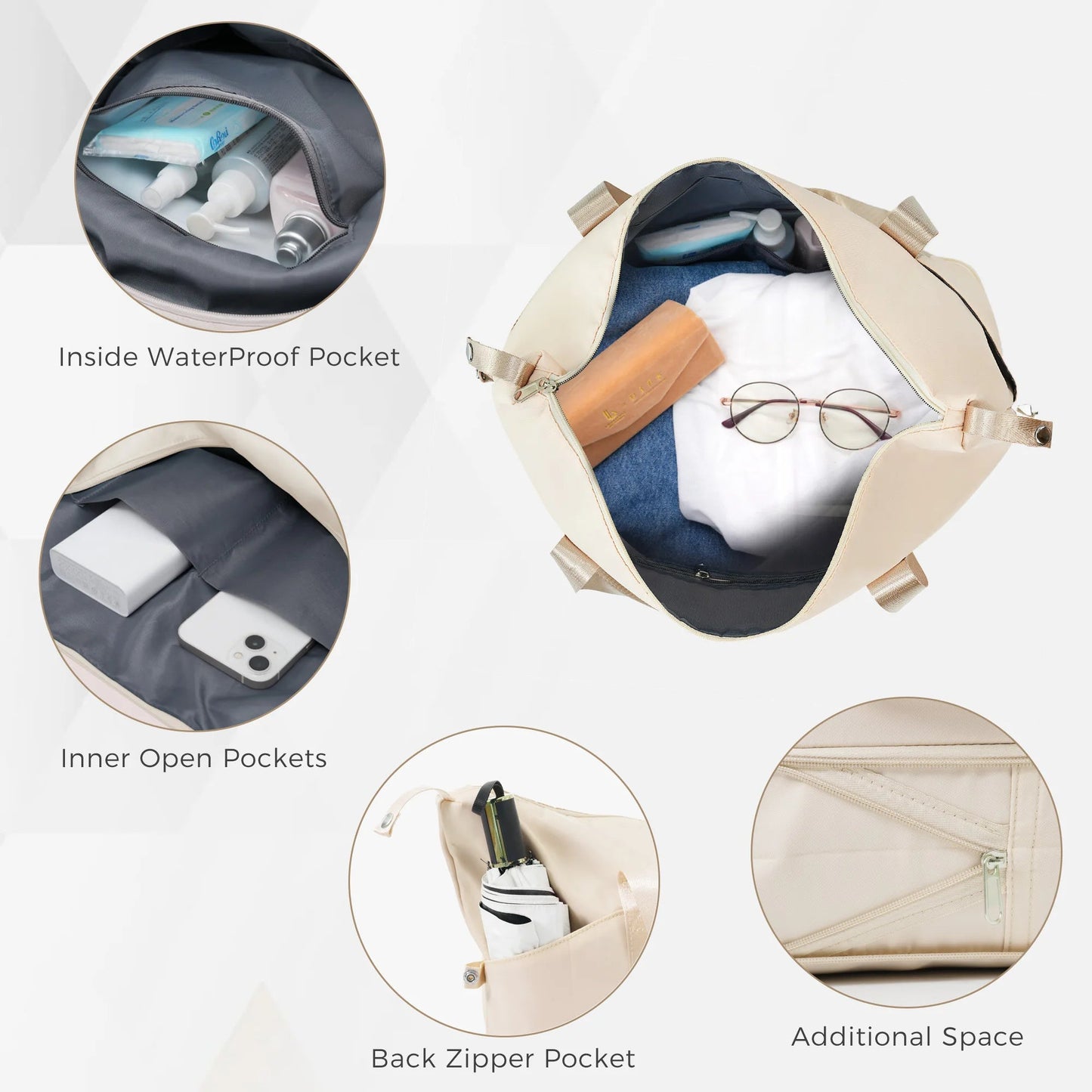 3-Piece Luggage Set with 20" Front-Opening Carry-On, 28" Expandable Suitcase, and Expandable Travel Bag, white Viralgem Store