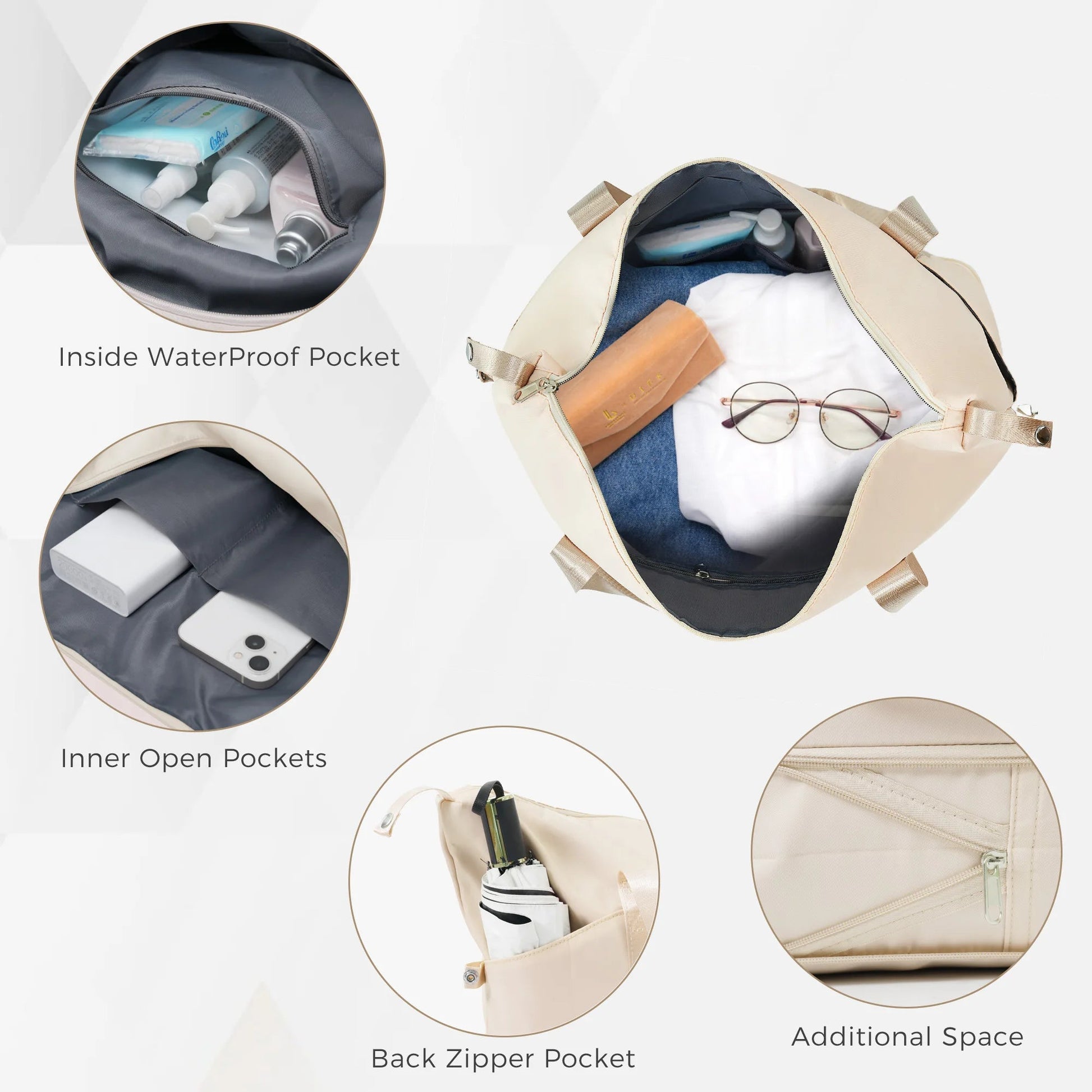 3-Piece Luggage Set with 20" Front-Opening Carry-On, 28" Expandable Suitcase, and Expandable Travel Bag, white Viralgem Store