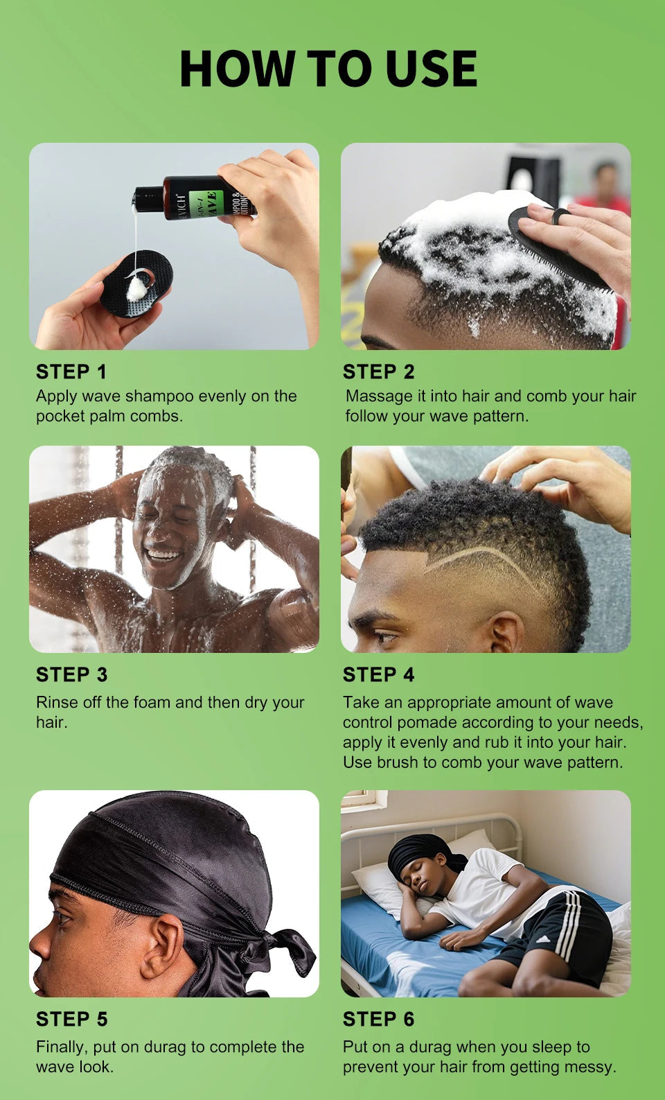 Wave Control Pomade Kit 360 Deep Wave Hair Gel Prevent hair breakage shampoo Sport Wavy Curly Hair Control Gel With Cap Kit Viralgem Store