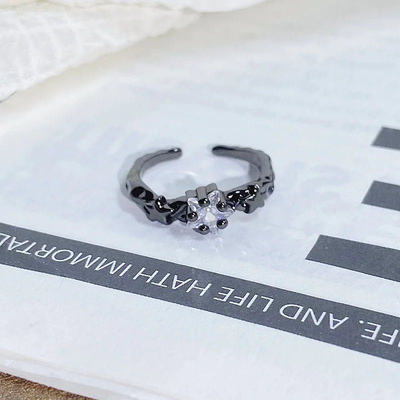2025 Dark Gothic Irregular Zircon Adjustable Unisex Ring