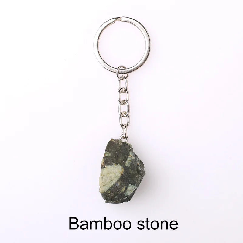 20pcs Natural Rough Raw Stone Crystal Quartzs Keychain Women Men Handbag Hangle Car Key Holder Raw Mineral Stone KeyRing Jewelry Viralgem Store