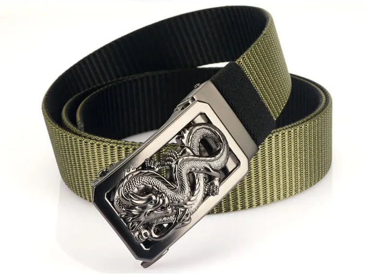 SupSindy New Man Double-sided Nylon Belt Dragon Rotate Metal Automatic Buckle Canvas Belts for Men Jeans Waistband Bicolor Strap Viralgem Store