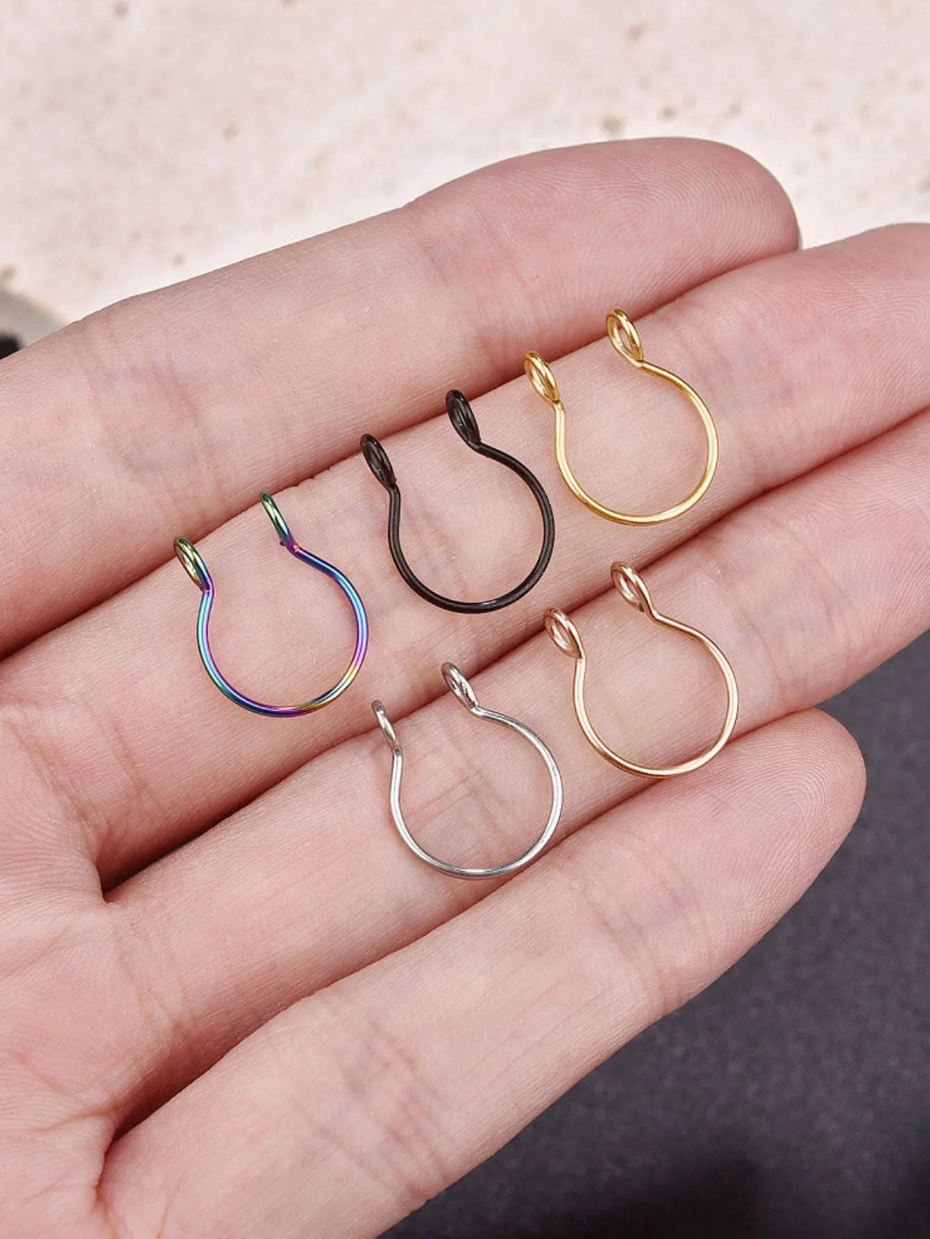 1Pc/5pcs Set Horseshoe Fake Nose Ring false,U Shaped Nath false Septum Rings,316L Stainless Steel Fake Nose Piercing,Non Pircing