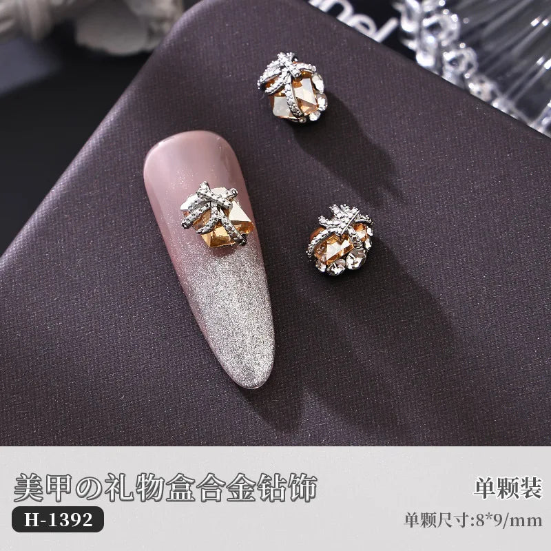 5PCS Luxury Sparkle Gift Box Pile Diamonds Crystal Love Alloy X Butterfly Pearl Nail Art Rhinestones Decorations Manicure Charms Viralgem Store