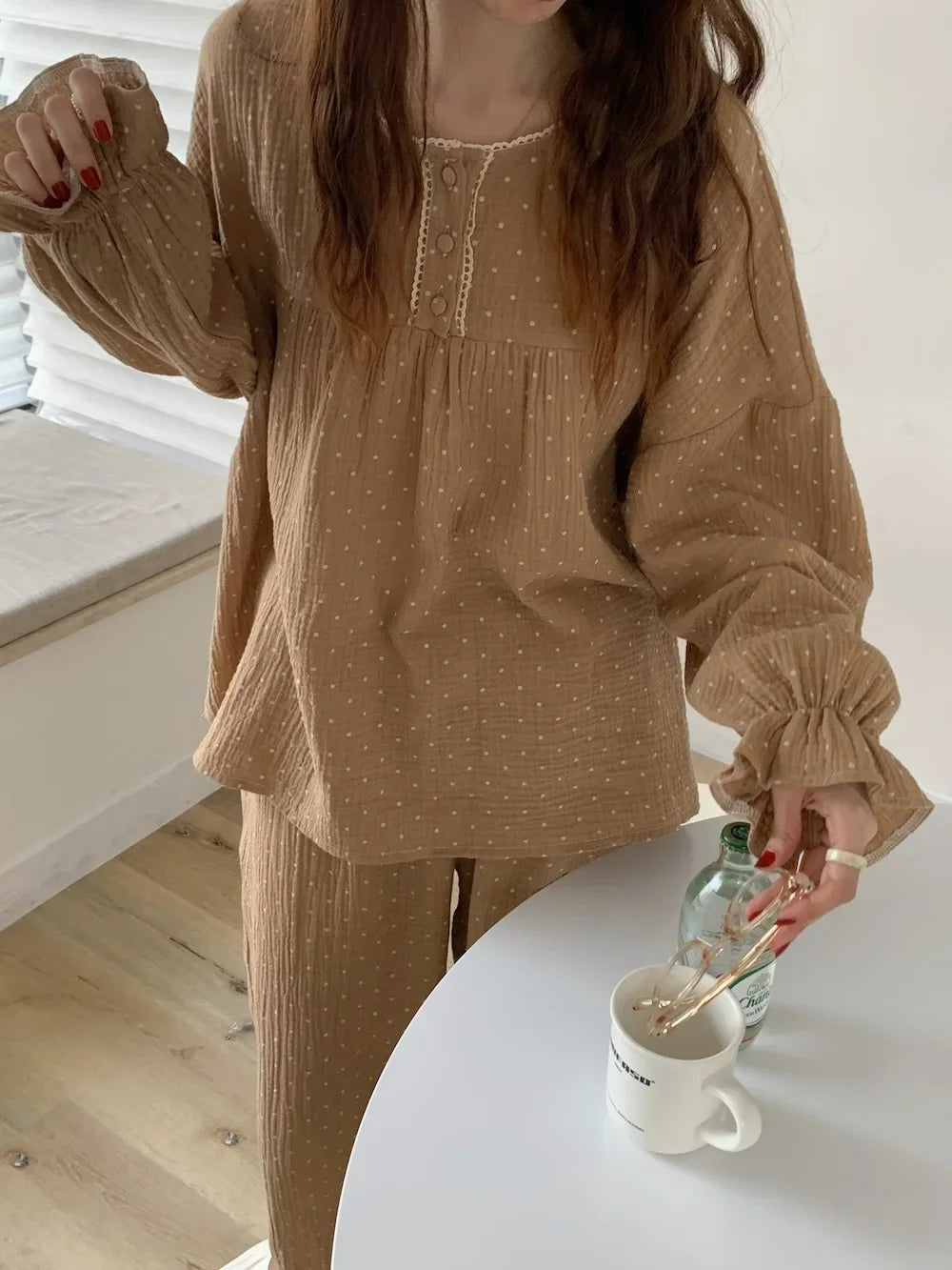 Women's New Pajamas Homewear Suit Spring and Fall Korean Version of the Long-Sleeved Long Pants Thin Section Loose Homewear Suit Viralgem Store