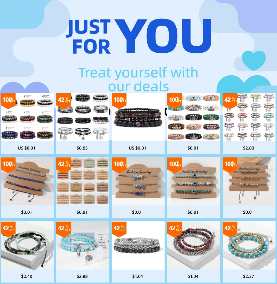 2 Chain Bracelets Friendship Jewelry Handmade Elastic Men Bangle Natural Tiger Eye Stone Beads Bracelet Unisex Pulsera Hombre Viralgem Store