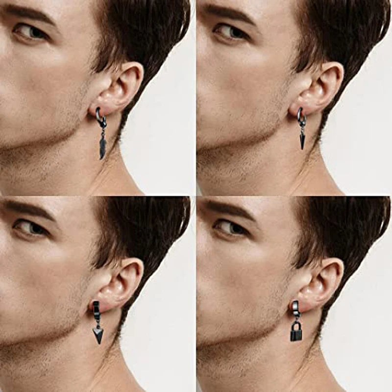 14 Pieces/1 Piece Clip Earrings Boy Kpop Earrings Set Chain Drop Earrings For Men And Women Huggie Hinged Hoop Drop Earrings Viralgem Store
