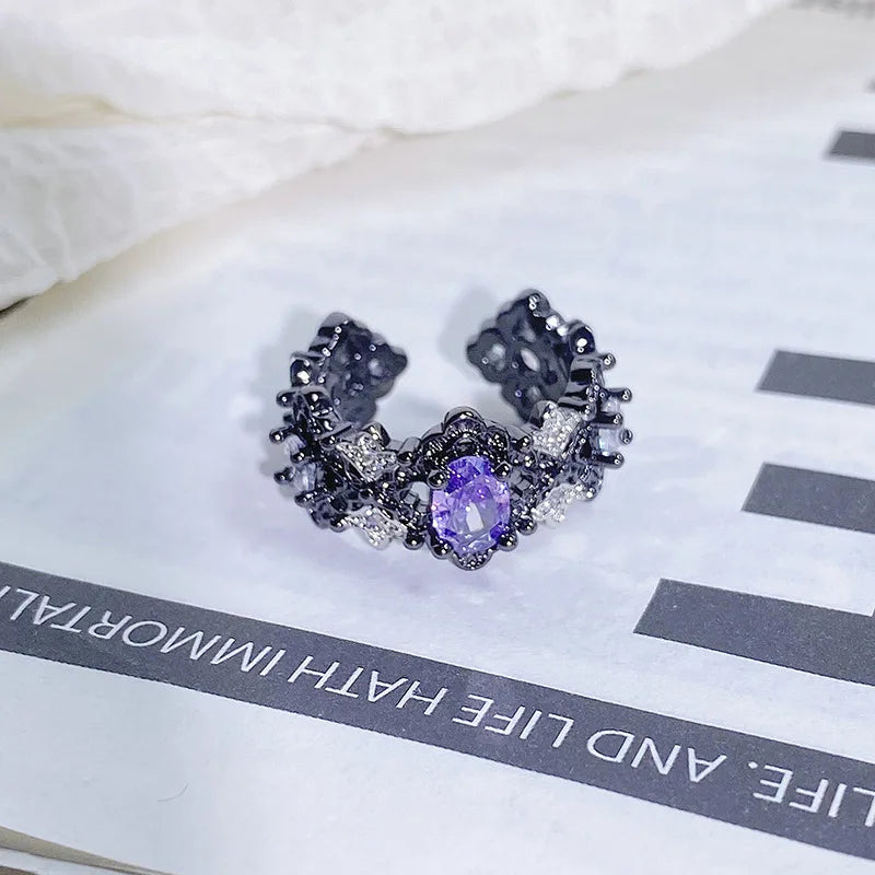 2025 Dark Gothic Irregular Zircon Adjustable Unisex Ring