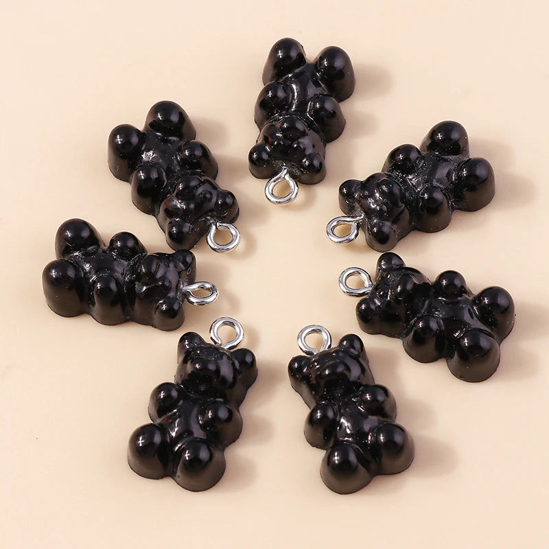 30colors 10pcs 22X11mm Candy Color Gummy Mini Bear Charms for Making Cute Earrings Pendant Necklace DIY Creative Jewelry Finding