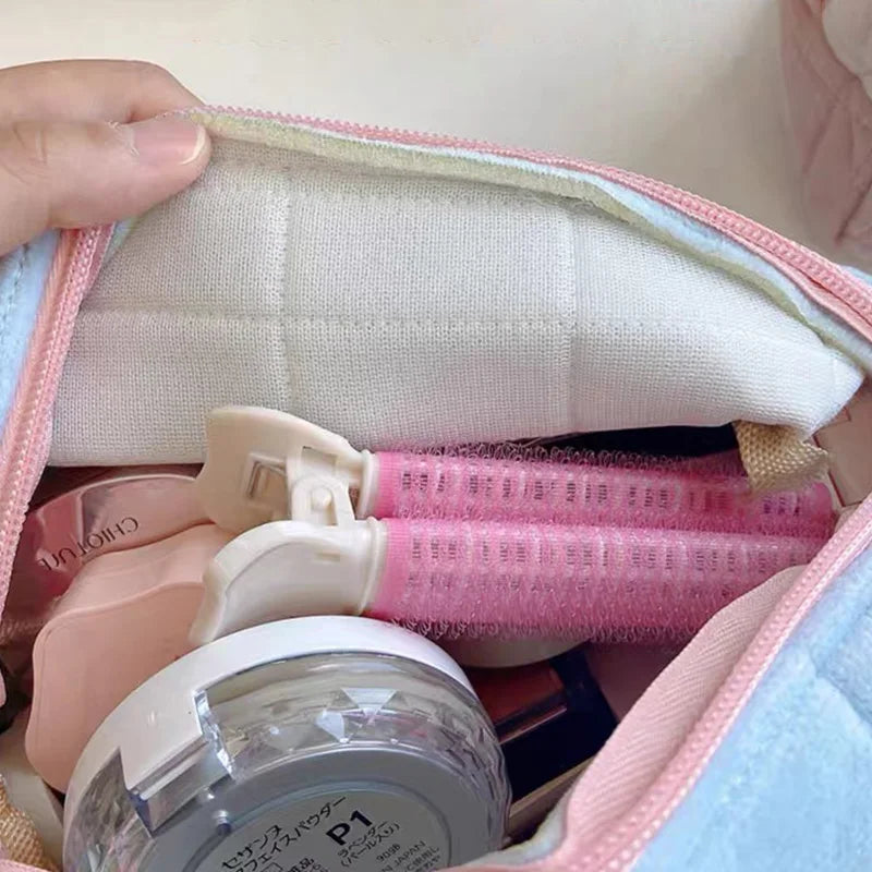Women Zipper Fur Cosmetic Storage Bag Large Solid Makeup Organizer Handbag Stationery Pencil Case Travel Make Up Toiletry Punch Viralgem Store