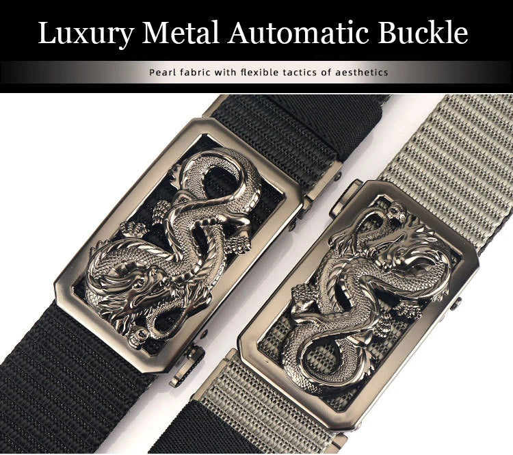 SupSindy New Man Double-sided Nylon Belt Dragon Rotate Metal Automatic Buckle Canvas Belts for Men Jeans Waistband Bicolor Strap Viralgem Store