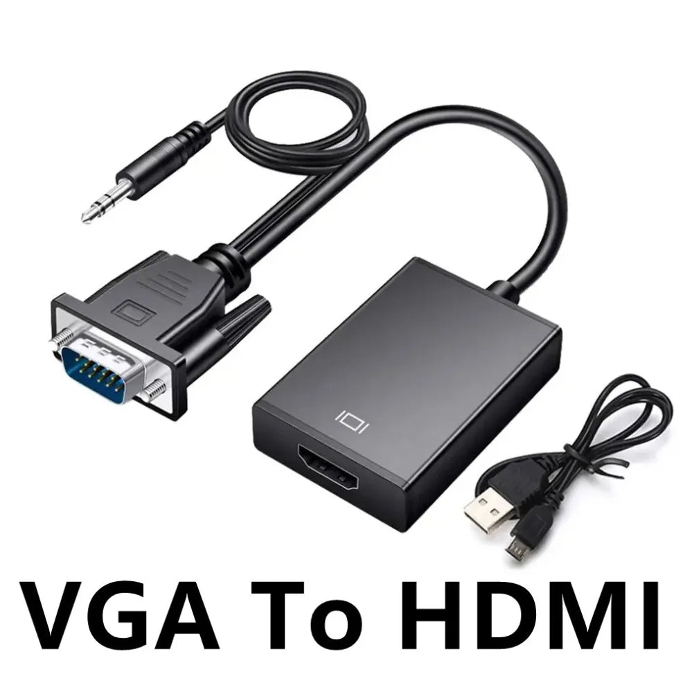 VGA to HDMI Converter Adapter 1080P VGA Male to HDMI Female Adapter Cable With 3.5mm Audio Output  for PC Laptop HDTV Projector Viralgem Store